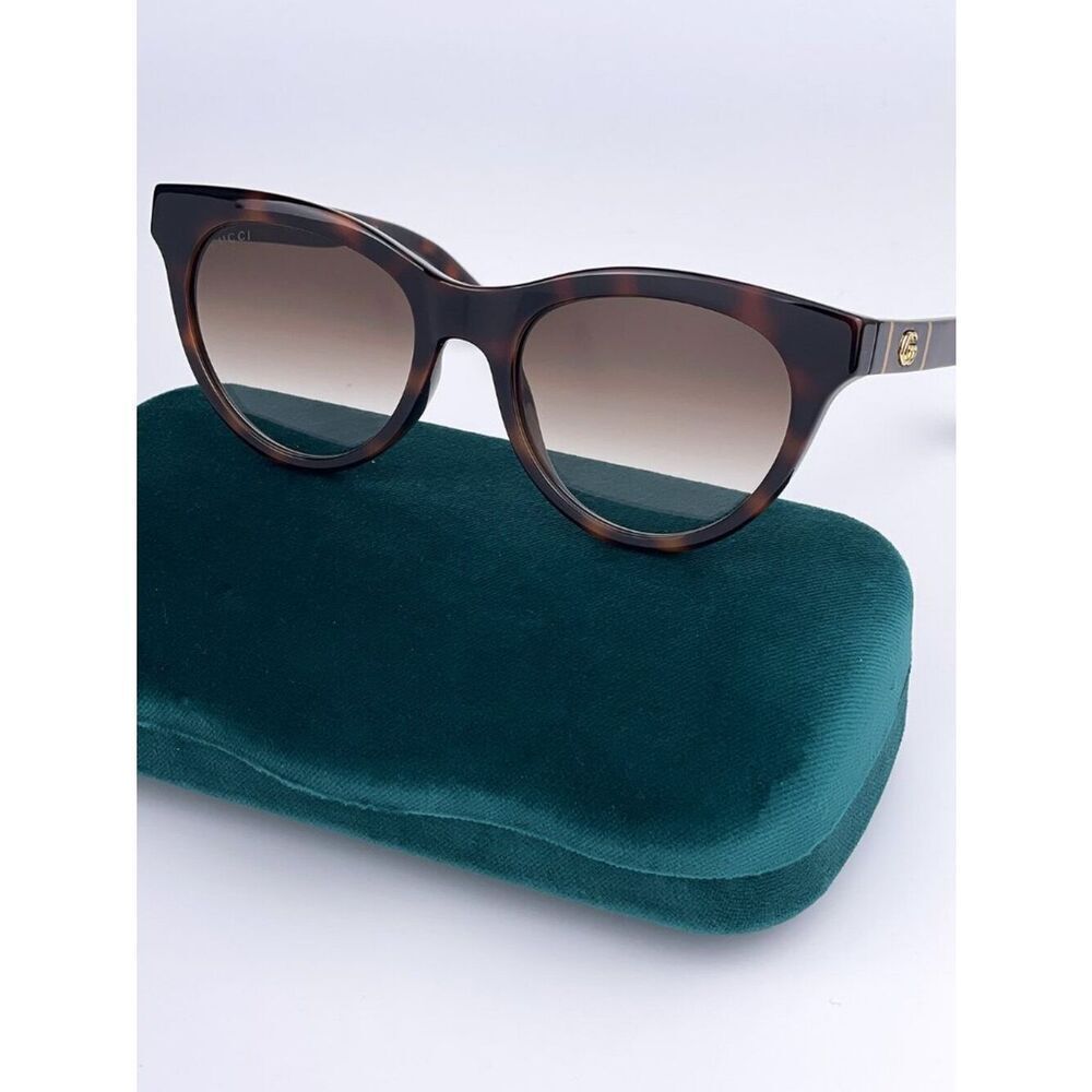 NEW Gucci GG0763S 002 Cat Eye Havana Brown Gradient Women Logo Sunglasses